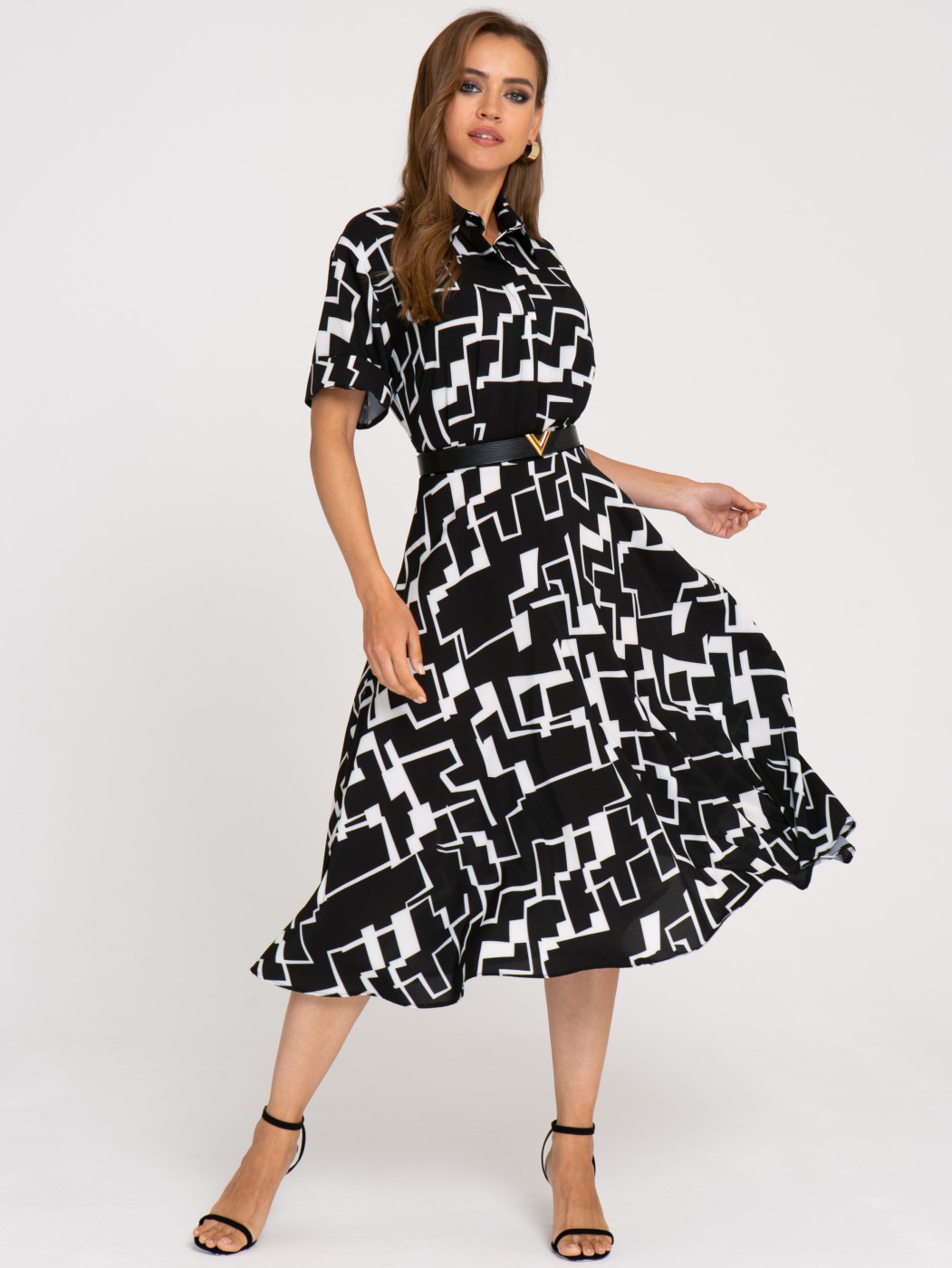 Платье А347 цвет: черно-белый